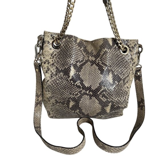 Michael Kors Womens Snake Skin Shoulder Bag With Chain Strap & Crossbody Option - Picture 1 of 11